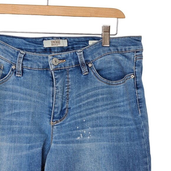 Vintage America Blues Boho Skinny Ankle Denim Jeans Raw Hem Blue Women's 12/31 - Picture 11 of 11